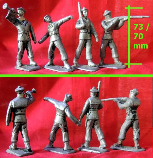 Lot De 6 Soldats Anciens Marins Français Plastique 1/32 - Années 1970-90, à Peindre, Occasion