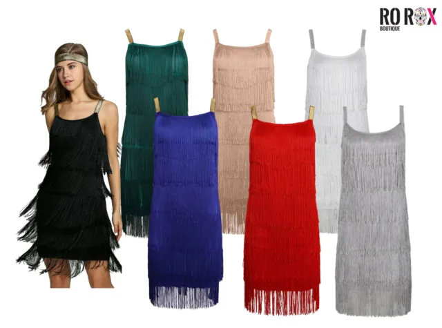 Ro Rox Headband Dress Flapper Cocktail Great Gatsby 1920s Party Tassel Fringe