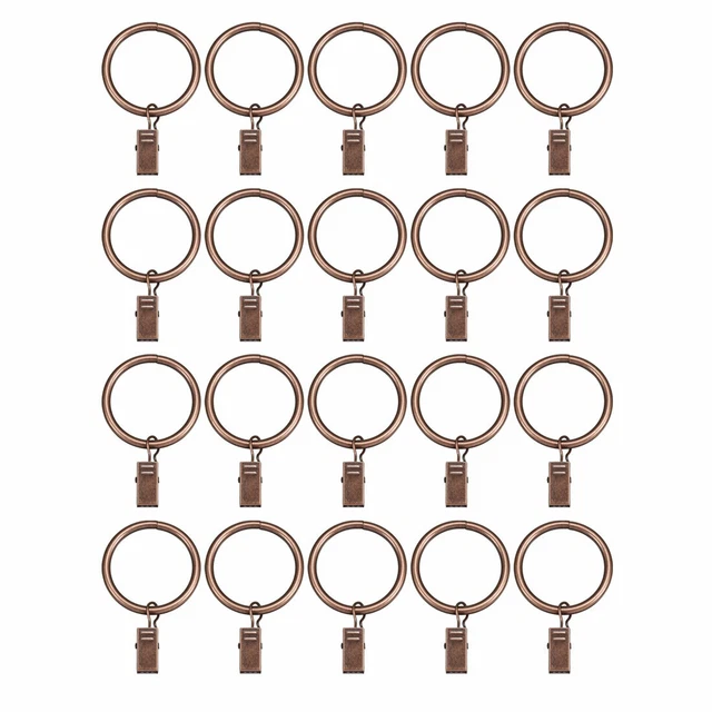 20Pcs Curtain Clips Drapery Shower Rings w Clips 1.38" Interior Dia Copper Tone