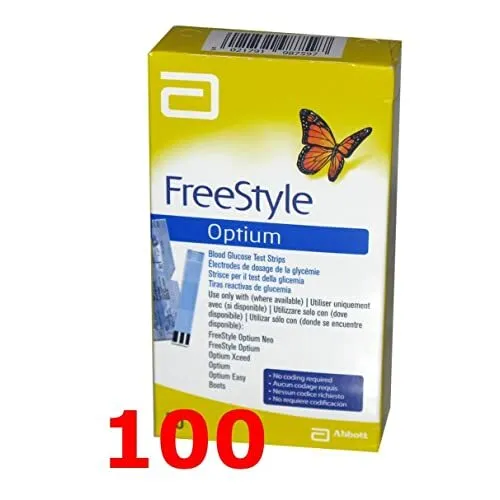 100 Freestyle Optium strisce reattive diabete test glucosio scadenza: 30-04-2025