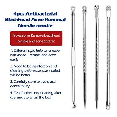 Aguja espinillas espinillas espinillas tratamiento del acné aguja 4 piezas extractor de acné herramientas removedoras