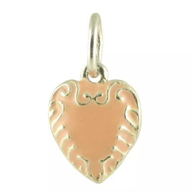 NEW .925 Sterling Silver Love TINY PINK HEART CHARM & Handpainted Enamel Pendant