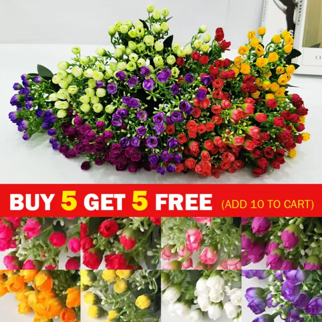 36Heads Artificial Silk Flowers Bunch Wedding Home Grave Indoor Outdoor Bouquet