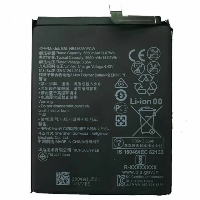 Batterie HB436380ECW für Huawei P30 Ersatzteile Akkumulator Gebraucht 3650mAh