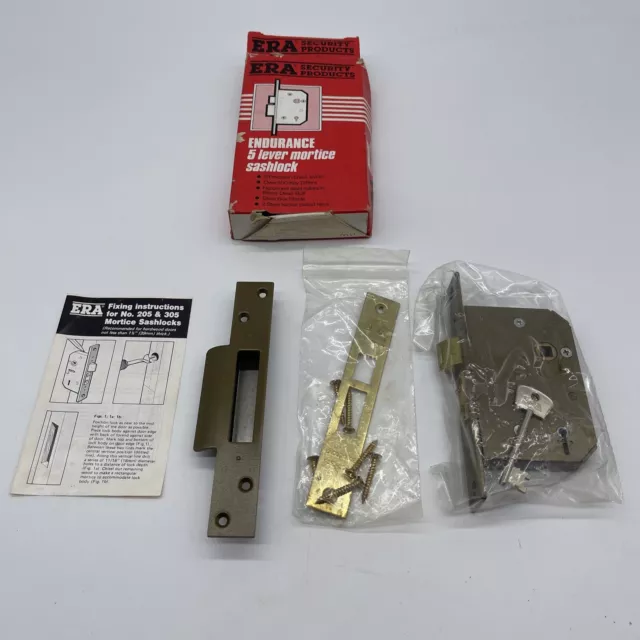 ERA Fortress 5 Lever Deadlock Brass 64mm 2.5" L/H M11 Key