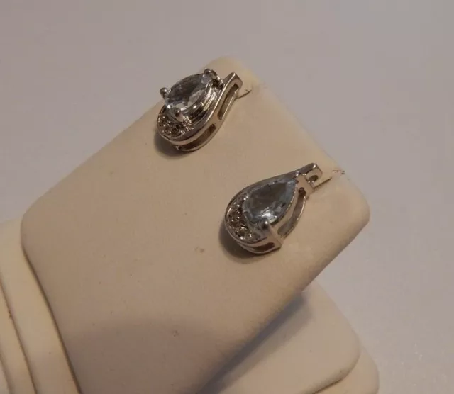 1,15ct Original Aquamarin & weißer Topas Sterlingsilber Ohrstecker 2