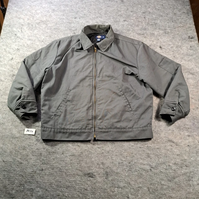 Dickies Jacket Men’s Large Eisenhower Gray Lined Old School Zip Pockets
