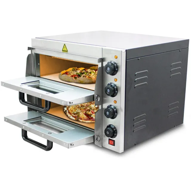Bituxx Doppel Pizzaofen elektrisch Minibackofen Pizzamaker Gastro Backofen 3000W