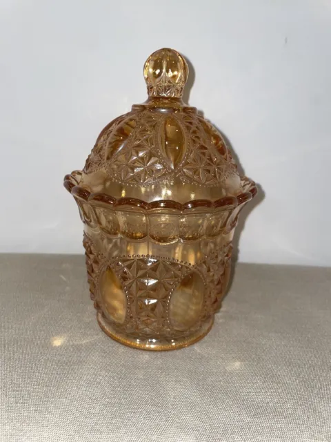 Imperial Carnival Glass Marigold  Lidded Candy Dish/Bowl
