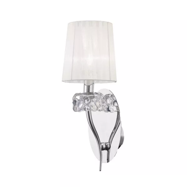 Applique lampada da parete moderna ed elegante in cromo con paralume e cristallo