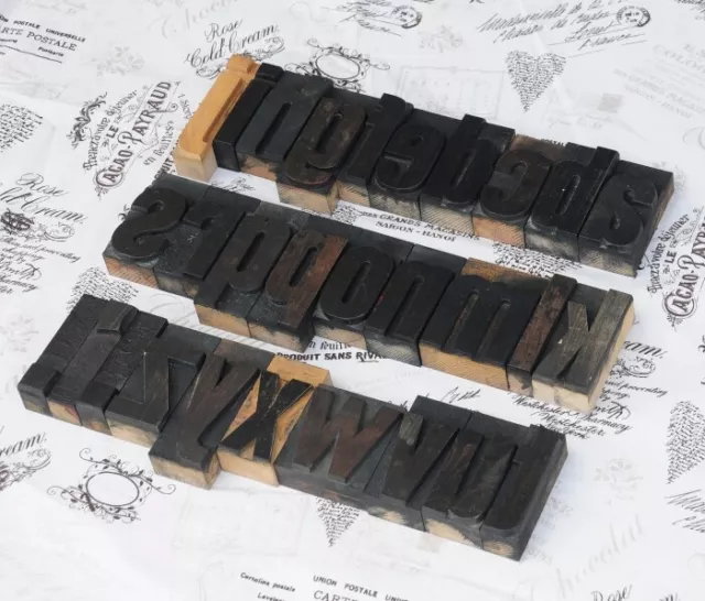 A-Z alphabet 72 mm letterpress wooden printing blocks wood type vintage printer