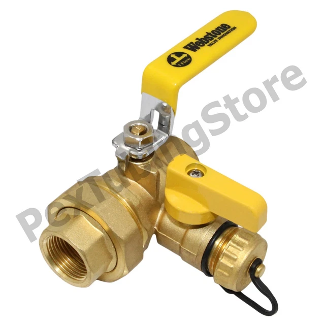 Webstone Purge And Fill Ball Valve - 1" Inlet, 3/4" Outlet, Brass, 250 PSI, NSF/ANSI 61 Certified (Model H-x861)