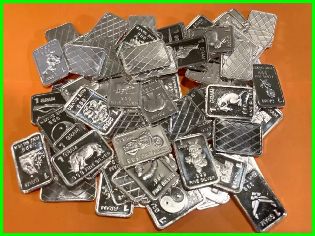 (80x) Bars  Pure .999 Fine Silver Bars Bullion Estate Lot ~ Assorted Designs