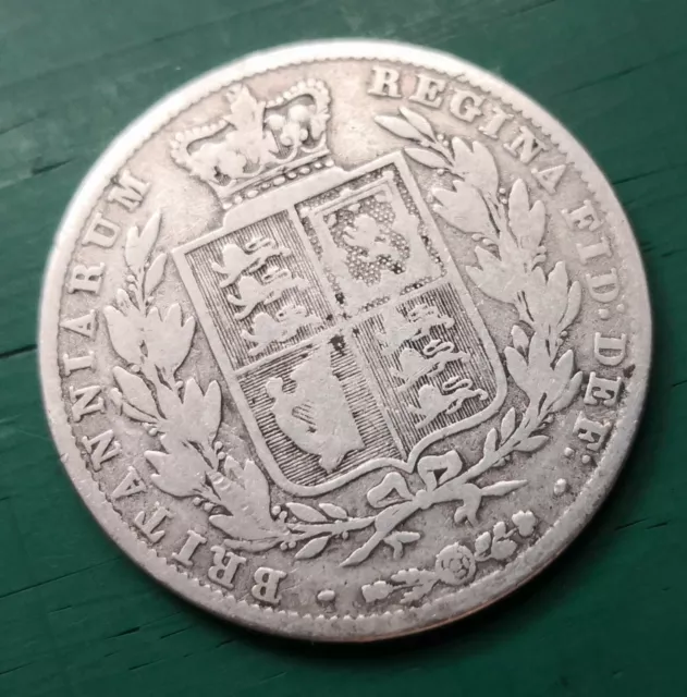 1845 Queen Victoria 925 silver half crown coin #380 2