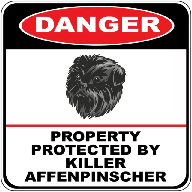 Yellow Crossing Sign Danger Protected Killer Affenpinscher Dog Cross Xing Metal