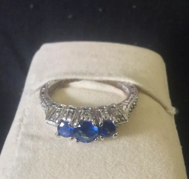 Generations 1912 Blue Sapphire and Diamond 14k White Gold Ring