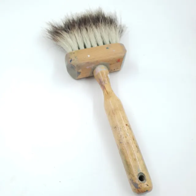 Vintage Badger Hair Softener Brush 3in Old Painting Tools Collage Stamp