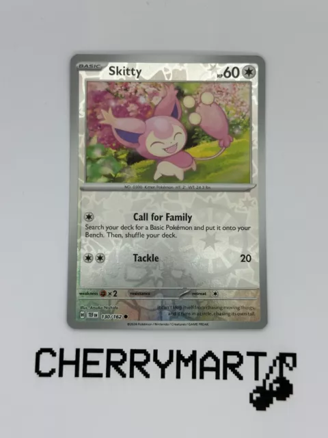 Skitty 130/162 - Reverse Holo - Temporal Forces - NM/M Pokemon Card
