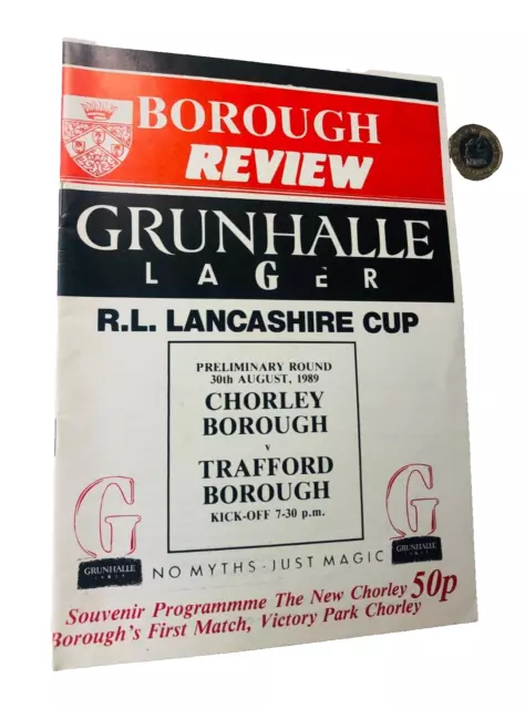 Rugby Programme Chorley Borough Vs Trafford Borough August 1989 Vintage ra