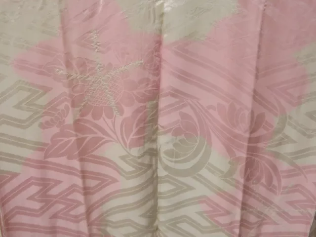 2108T08z760 Vintage Japanese Kimono Silk FURISODE JUBAN Off-white 3