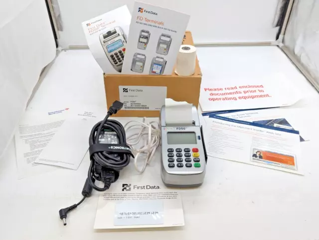 First Data FD50 Ti Credit Card Terminal w/ Extra Roll