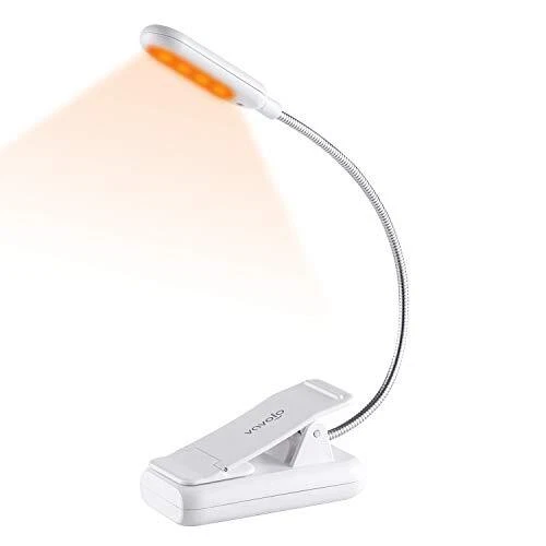 Clip On Rechargeable Reading Light, 7 LEDs with 3 Colortemperature 9 B...