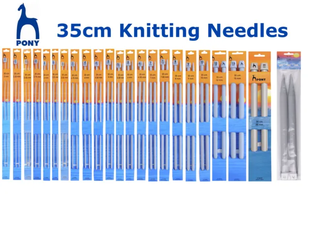 Pony 35cm Knitting Needles Pins - 2.00mm - 15mm - ALL SIZES - Single Ended