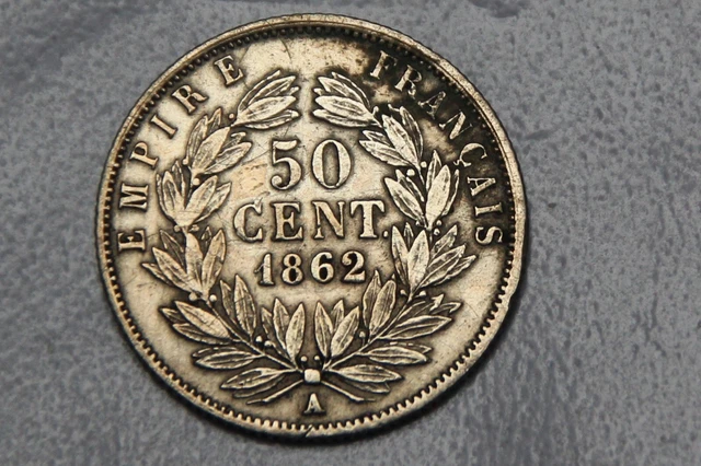 France : Pièce superbe de 50 centimes 1862 A Napoléon III