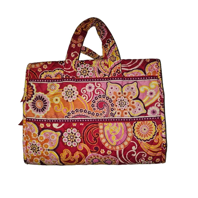 Vera Bradley Hanging Travel Organizer  Cosmetic Bag Makeup Paisley Pink Orange