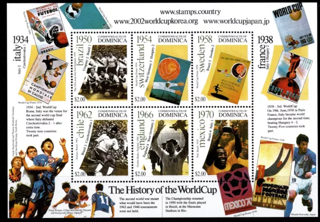 Dominica 2001 Fifa World Cup- Football- History Six Stamps Souvenir Sheet Mnh