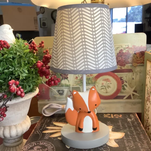 Lambs & Ivy~Fox Themed Lamp~Super Cute~w/Shade~14”H X 5.5”W~Excellent~🦊~c 2019