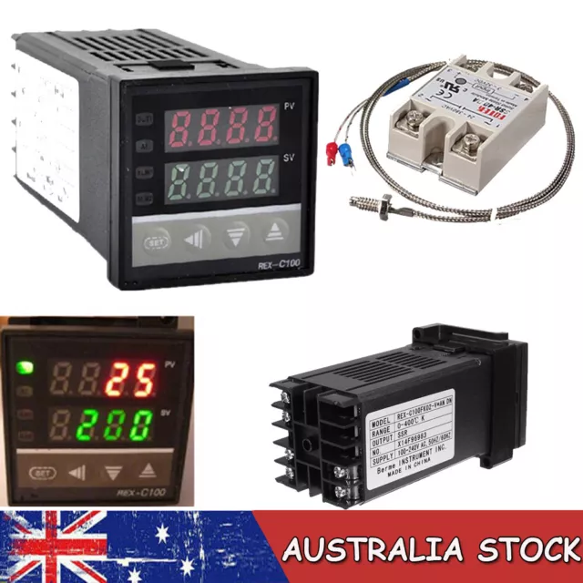 Lcd Pid Rex-C100 Temperature Controller Set + K Thermocouple + Max.40A Ssr G1I3