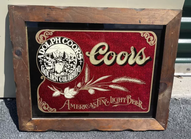 VINTAGE Adolph Coors Golden Colorado Americas Fine Light Beer Bar Man Cave Sign