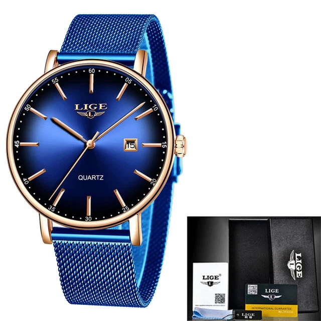 Top Brand Luxury Ladies Mesh Belt Ultra-Thin Watch Stainless Steel Waterproof