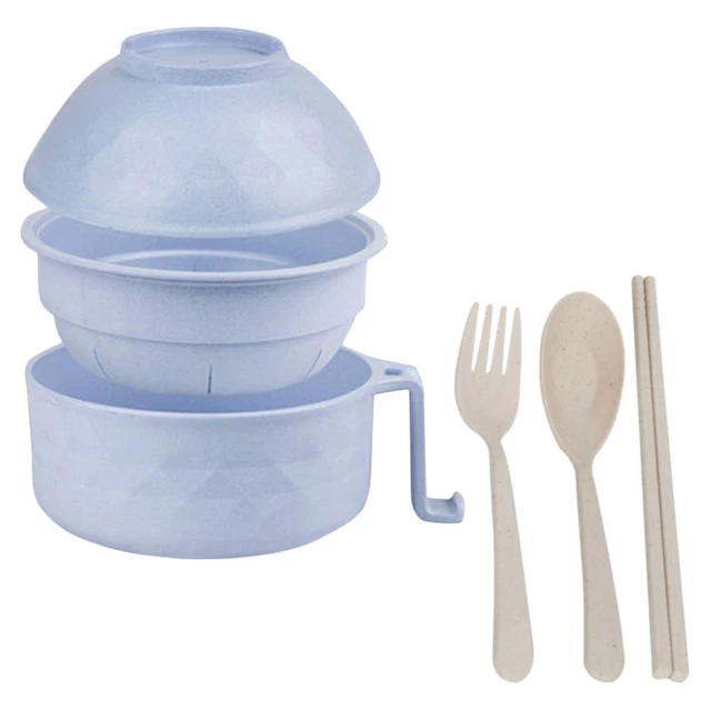 Bol Micro-ondes Avec Couvercle - Design Compact Avec Poignée - Parfait Pour Soupes, Ramen, Restes - Blanc - 22x13cm - Sans BPA - Pour Cuisine, Bureau, Dortoir