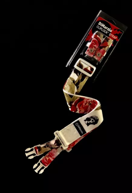 Dimarzio Polyphia Floral Muse Cliplock Guitar Strap White 2"  Wide Dd2247