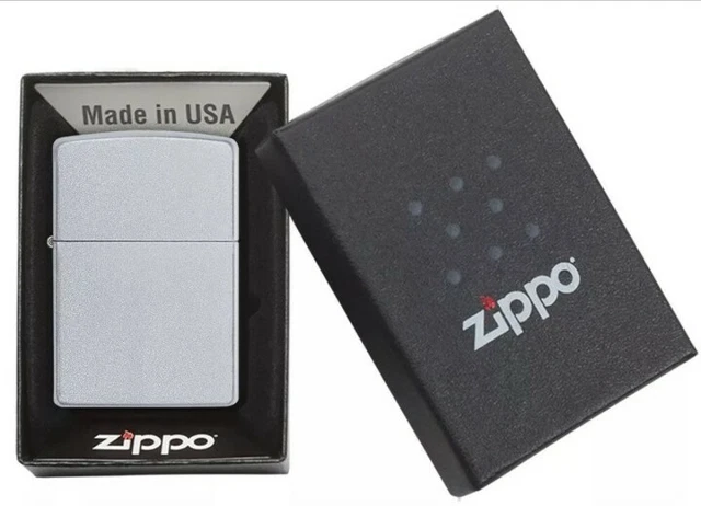 Genuine Zippo Windproof Pocket Lighter #205 Classic Satin Chrome With Warranty