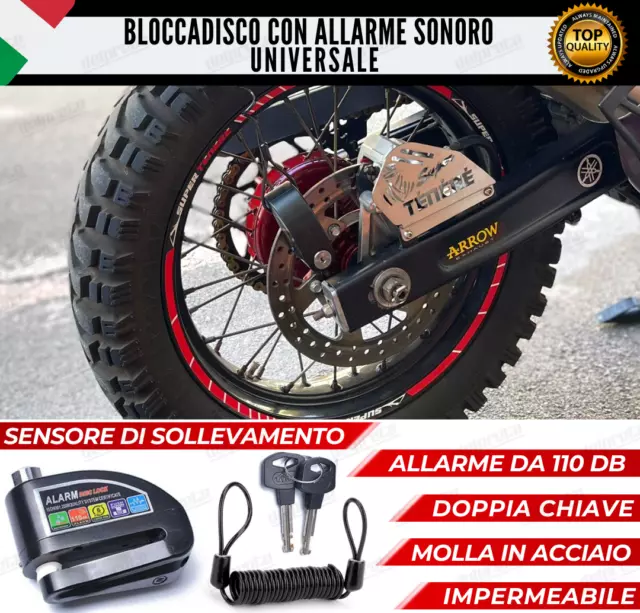 Bloccadisco Blocca Disco Moto Scooter Con Laccio Universale Sonoro 110 Db