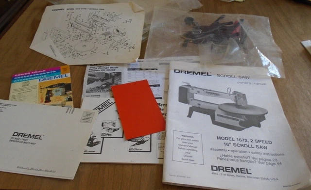 DREMEL Model 1672 2 Speed 16" Scroll Saw Owner's & Parts Manual 0282 W/Blades Pt