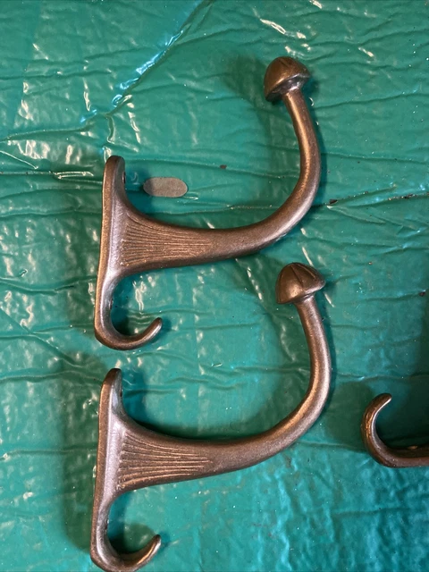 Vintage Lot of 3 Solid Brass Coat Hooks5x 3 1/2"  Heavy Duty 2