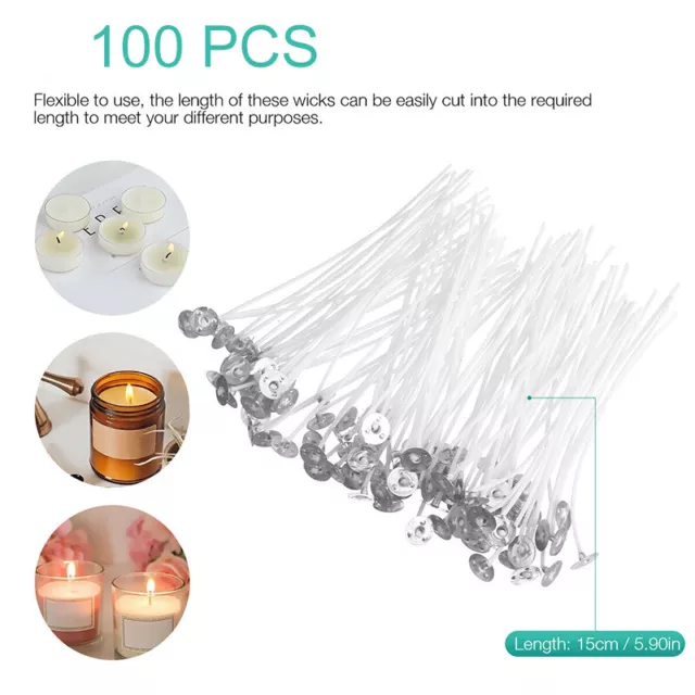 Candle Wicks 100pcs 6 Inch Cotton Core Candle Making Supplies Pre Tabbed NEW
