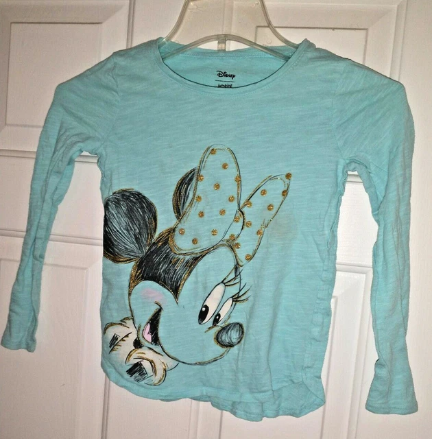 Jumping beans Disney Minnie Mouse Gold Bow Turquoise Long Sleeve Shirt Size: 6