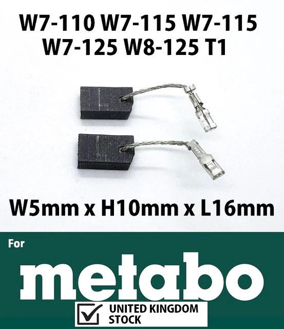 Carbon Brush Set For Metabo Grinders - Fits W7 & W8 Models, Quick AC/DC, Part D53