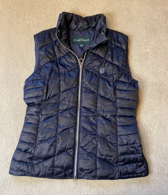 Chervo Padded Gilet | Womens Size UK 12 | Quilted Golf Vest | Dark Blue Metallic