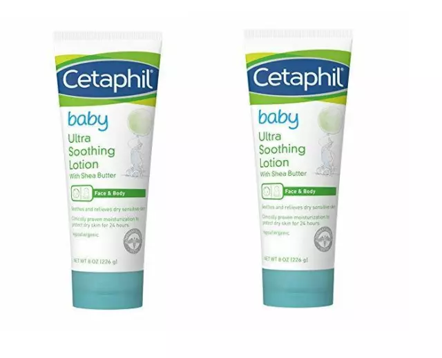 2 PK Cetaphil Baby Ultra Soothing Lotion with Shea Butter 8 Oz EACH Face & Body