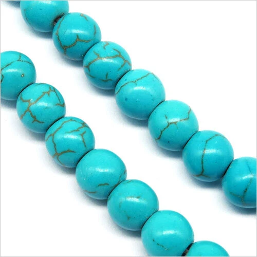 Lot de 30 Perles Pierres Naturelles Turquoise Bleue 8mm