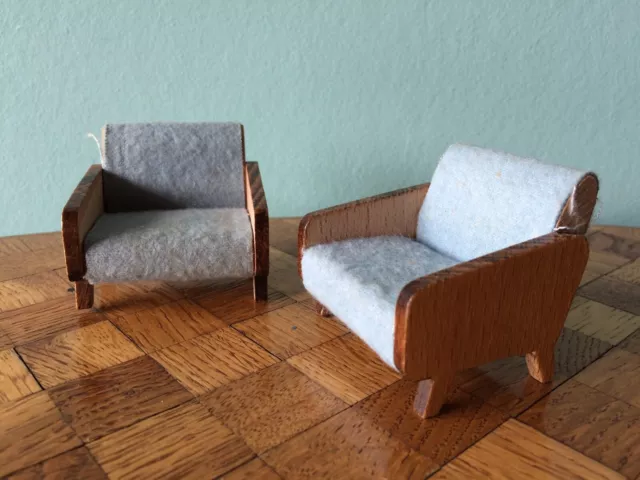 Zwei Sessel Edmund Müller  50er  Puppenstube 1:12 dollhouse  armchair armchair