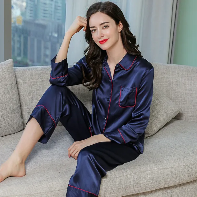 2 PCS WOMEN'S 100% Mulberry Silk Pajamas Set Luxury Ladies Sleepwear ...