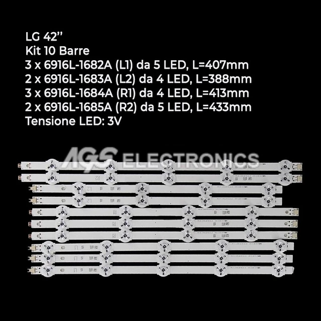 Kit 8 Barres TV LG 6916L-2705A 6916L-2706A 6916L-2707A 6916L-2708A 4