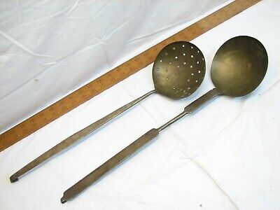 Early Blacksmith Hand Forged Kitchen Tool Brass Soup Ladle Cooking Spoon Dipper